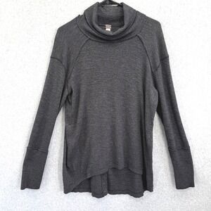 Free People We The Free Grey Ribbed Cowl Neck Long Sleeve Size Large